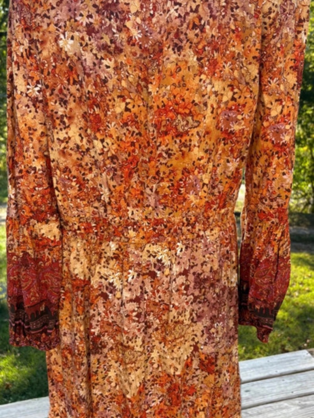 Frye Orange and Brown Floral Maxi Dress